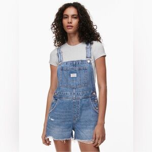 Levi's Blue Shortall Denim Overalls Denim Relaxed Sort Sz S